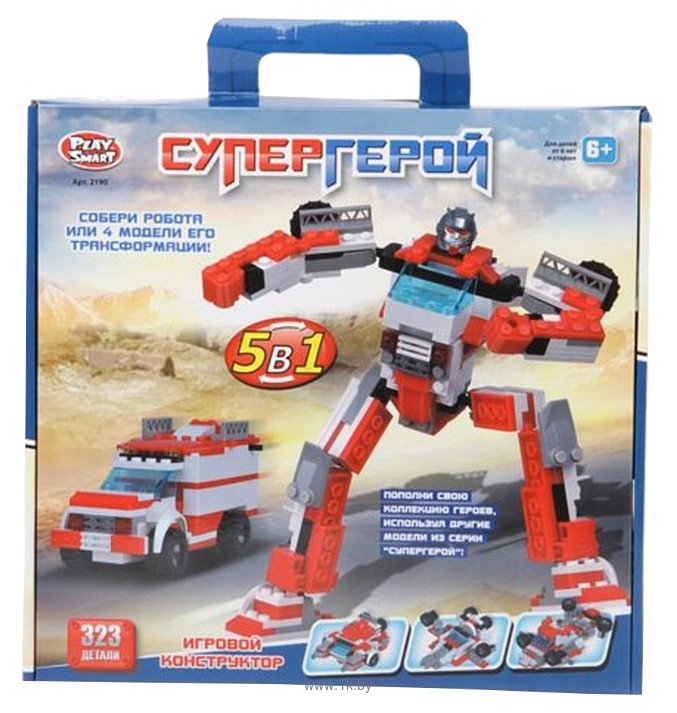 Конструктор 5 в 1 "Супергерой" Play smart 2190, 323 детали.