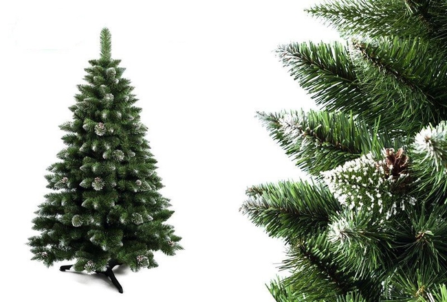 Ель искусственная Снежная королева с белым напылением и шишками 1,0 метр