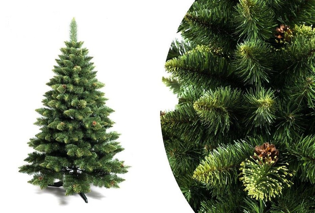 Ель искусственная Снежная королева с салатовым напылением и шишками 1,8 метра
