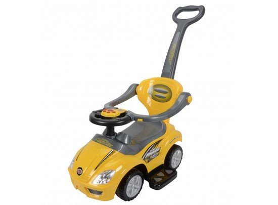 Каталка детская с ручкой Mega Car/Baby Car 301 жёлтая