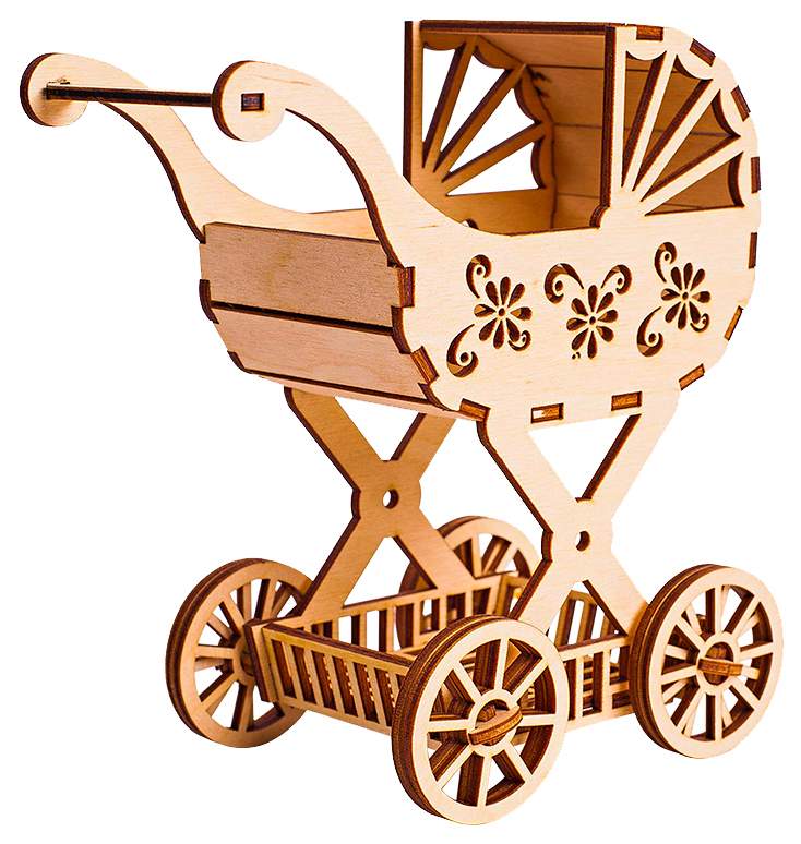 Деревянный конструктор Polly Детская коляска ДК-2-11