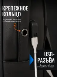 Рюкзак городской школьный для ноутбука с USB 70002- фото5